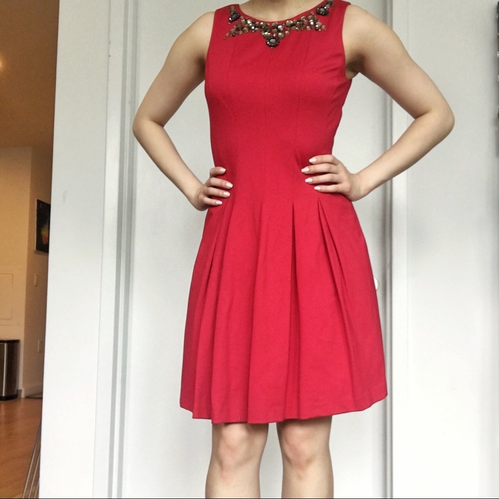 Embellished Pleated Party Dress